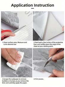 1pc Pure White Self-Adhesive Kitchen Sticker, Waterproof & Oil-Proof, For Wall, Stove, Countertop, Tile, Cabinet, Tabletop Refurbishment, Marble Film For Bathroom Sink, Marble Wall Sticker,Stickers,Wall Decal, Vinyl Decal For Home Decorations,Spring Decoration Items Refresh Your Home,Rama Decoration Stickers Gifts Birthday Graduation - White - View 12