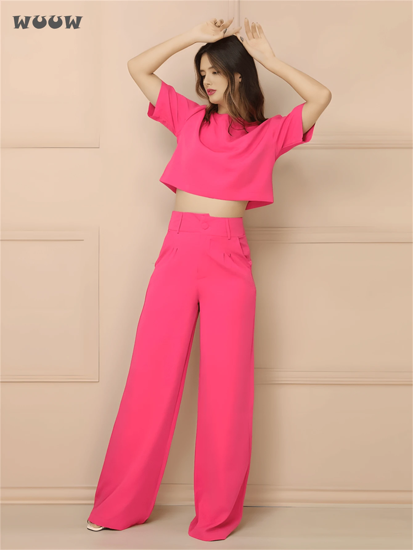 Women Two-Piece Outfits - Màu Hồng Tươi - Xem 1