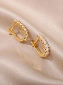 1 Paar U-förmige Zirkonia Ohrstecker für Frauen, Edelstahl Ohrschmuck, Hochzeit Geburtstagsgeschenk