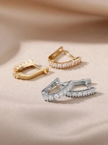 1 Paar U-förmige Zirkonia Ohrstecker für Frauen, Edelstahl Ohrschmuck, Hochzeit Geburtstagsgeschenk