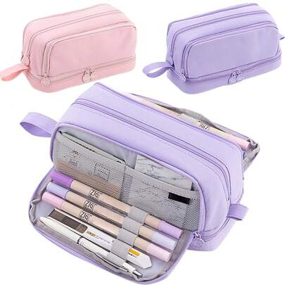 Grande trousse à crayons Boîte de rangement haute capacité Sac organisateur de bureau Pochette pour marqueurs Stylo pour collège, lycée, adulte, fille et garçon Rentrée scolaire, fournitures scolaires, trousse à crayons, sac d'école, papeterie