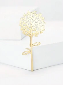 Flower Design Brooch - Gold - View 9