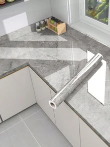 1 件蓝灰色大理石图案自粘厨房贴纸，防水、防油、防水，适用于墙壁、炉灶、台面、橱柜、桌子、翻新、浴缸水槽和浴室墙壁、贴纸、墙贴花、乙烯基贴花用于家庭装饰、春季装饰品让您的家焕然一新、Rama 装饰贴纸礼物生日毕业