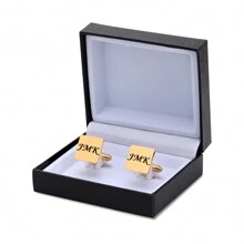 Một cặp khuy măng sét dành cho nam được thiết kế riêng, hình tròn/vuông cổ điển, có thể tùy chỉnh bằng cách khắc, làm bằng thép không gỉ, thích hợp làm khuy măng sét áo sơ mi, quà tặng Ngày của Cha hoặc phụ kiện cho phù rể trong đám cưới. - Cặp vàng vuông 2cm - Xem 13