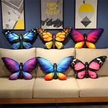 Juguetes de peluche realistas de mariposas, almohadas suaves de mariposas de peluche, cojín lumbar, decoración de habitación, regalos para cumpleaños/Navidad/Año Nuevo (Pueden ocurrir ligeras diferencias de color debido a variaciones en el lote de telas, pero el producto real será similar a la imagen promocional)