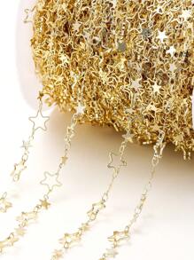 Cadena hueca de cobre de cinco puntas con estrellas en color de 1 metro/paquete que mantiene el color, no se desvanece, cadena para collar/pulsera DIY, material para hacer joyas a mano - Estrella hueca de cinco puntas + pieza/cadena de estrella de cinco puntas - Ver 8