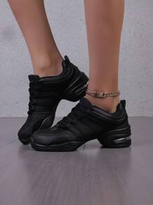 Giày khiêu vũ lưới đế mềm mùa mới dành cho nữ, thích hợp cho khiêu vũ vuông, giày khiêu vũ hiện đại thể thao thoáng khí dành cho người lớn dành cho nữ - màu đen - Xem 2