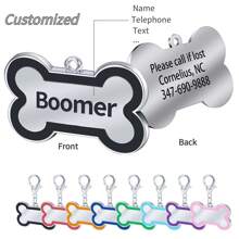 个性化闪光狗牌，定制刻字宠物名字骨头形状吊坠，双面定制，猫咪身份牌金属吊坠，狗项圈猫项圈，防止宠物走失的完美礼物，可挂在项圈上，送给您爱宠的最佳礼物，装饰性强，精美雕刻，不锈钢材质，时尚，多彩，复古，可爱，简约，萌趣，可定制，独一无二，个性化宠物礼物，适合周年纪念日、生日和其他场合 - 彩色 - 查看 14