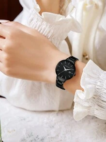 Đồng hồ thép không gỉ màu đen thanh lịch dành cho nữ với mặt số nhỏ 28mm và chức năng ngày - Hoàn hảo cho trang phục thường ngày và công sở - màu đen - Xem 7
