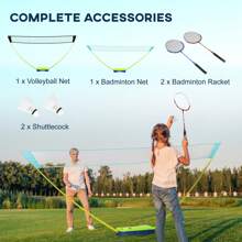 SPORTNOW Badminton Set With Volleyball Net, Portable Badminton Net With 2 Rackets, 2 Shuttlecocks And Carry Case, For Indoor Outdoor Sports - Multicolor - View 6