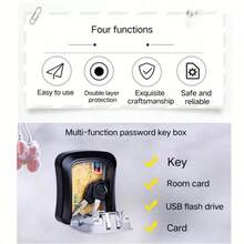 1入組密碼鑰匙盒，灰色半合金密碼鑰匙盒，紅色塑料密碼鑰匙盒，使用簡單，安全可靠，適用於各種環境，適用於單人家庭鑰匙管家，防水防塵 - 灰色 - 查看 7