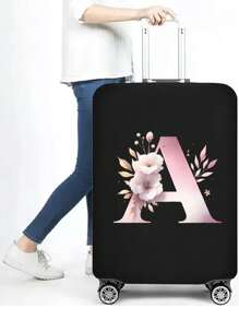 1 PC Letter Printed Suitcase Cover, Strong Elastic Suitcase Cover, Suitcase Protective Cover, Suitcase Dust Cover, Storage Suitcase Cover, Trolley Suitcase Cover Luggage Covers Suitcase Protective Cover For Holiday For Vacation  Travel Essentials Travel Accessories Bag For School School Accessories School Stuff