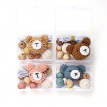 1 Set Cute Bear & Rabbit Hair Ball DIY Keychain, Bag Pendant, Bracelet, Necklace Silicone Bead Craft Kit - Silicone Suit - View 2