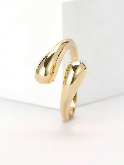 1pc 18K Gold Plated Copper Cross Design Ring, Suitable For Daily Wear