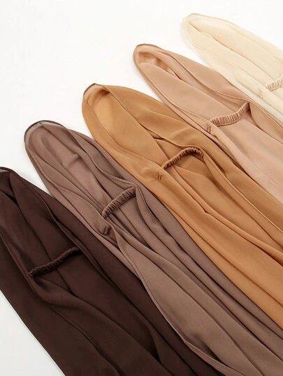 1pc Ladies' Solid Color Chiffon Headscarf With Elastic Design, Comfortable Abaya Accessories And Breathable Scarf, Hijab For Daily Wear Women Veil