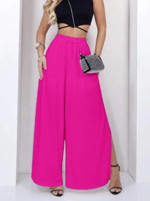 Women Pants - 玫紅色 - 查看 1