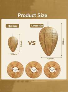 Outdoor Wasp Nest Driven Bee Rotating Fabric Paper Lantern,Decoy Hanging Fake Wasp Nest For Wasps Yellow Jackets,Egg Shaped Paper Lantern, Bee Trap Silk Fabric Lantern - Yellow - View 11