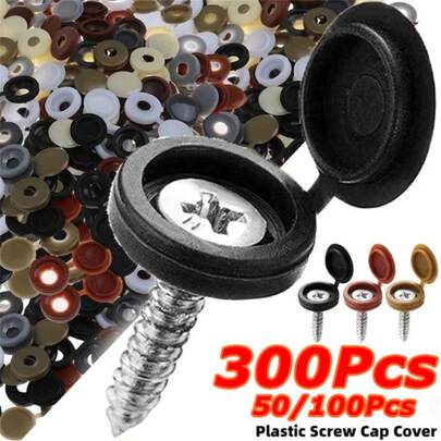 50/100/300Pcs Plastic Screw Fold Snap Protective Cap Button Nuts Cover Exterior Decor