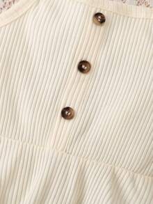 Conjunto de parte superior sin mangas y pantalones cortos de lino transpirable de unicolor para bebé de verano - Beis - Ver 5