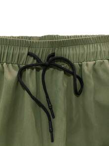 Men's Fashionable Casual Solid-Colored Joggers, Long Trousers With Elastic Cuffs - Green - View 7