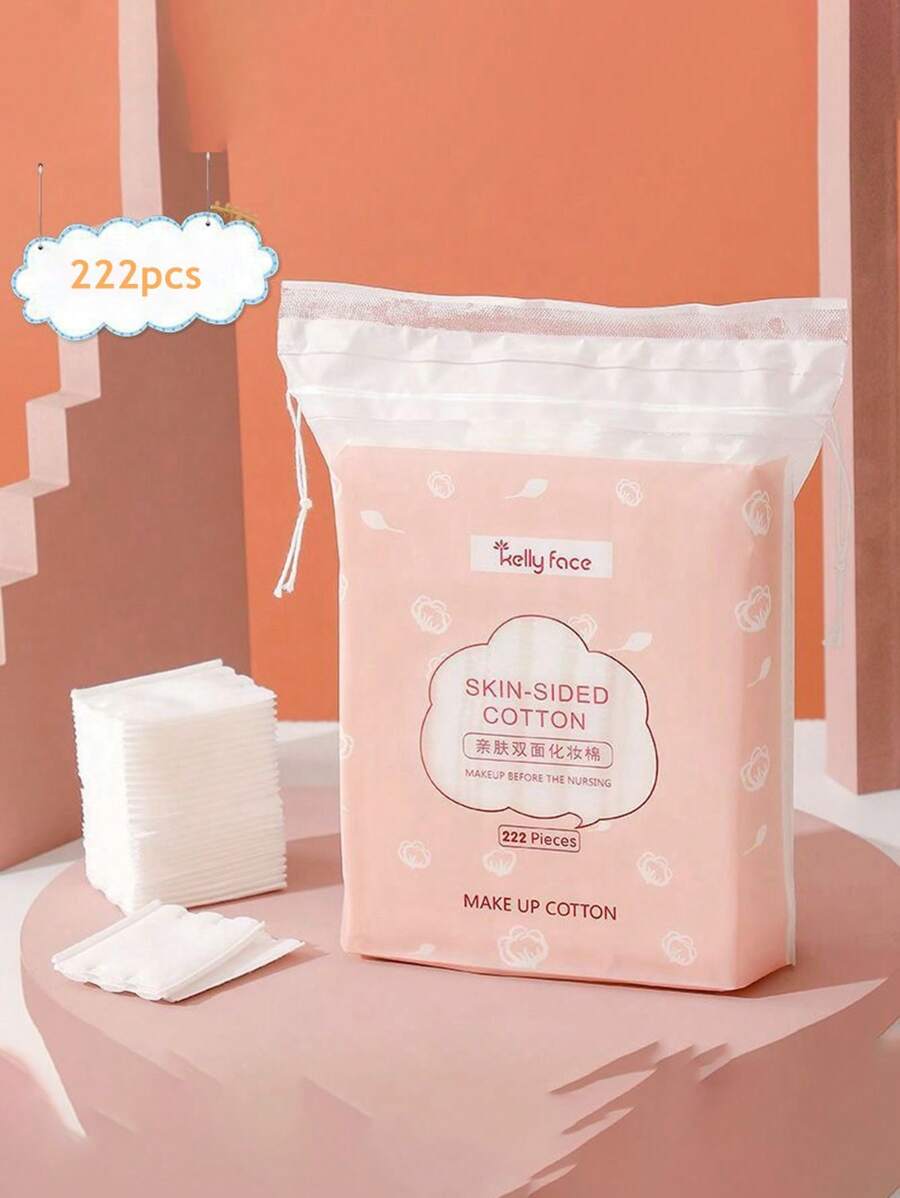 100/222片/包 化妆清洁棉片，身体及皮肤指甲油清洁棉片，三层加厚化妆棉片，双面卸妆护肤功能配件 - 彩色 - 查看 1