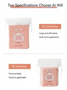 100/222片/包 化妆清洁棉片，身体及皮肤指甲油清洁棉片，三层加厚化妆棉片，双面卸妆护肤功能配件 - 彩色 - 查看 8