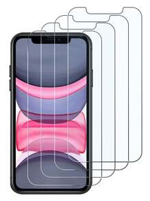 4 片防刮钢化膜适用于 6/7/8/XR/X/XS/11/12/13/14/15/15Pro/15 Plus/15 Pro Max/16/16 Plus/16 Pro/16 Pro Max/Plus/Mini 生日、家人、朋友礼物钢化玻璃、手机屏幕保护膜、手机配件防水防震防摔防摔防指纹全覆盖 - 無色 - 查看 17