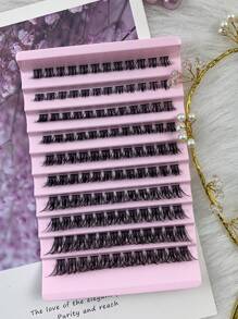 Hinarin 120 件 DIY 睫毛延长套装 睫毛簇 带粘合和密封镊子套装 单根睫毛 D 卷翘蓬松睫毛簇（10 排 8-16 毫米混合）睫毛簇套装、睫毛、睫毛、假睫毛 - 黑色 - 查看 6