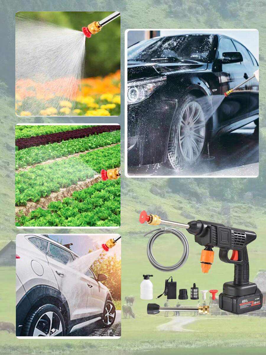 hidro lavadora recargable,hidrolimpiadora portátil,pistola hidro lavadora a precion recargable con accion eswpumadora y,boquilla eléctrica de alta potencia, batería recargable, para limpieza de coches, suelos, jardines,patio