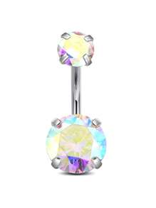 CIZME 1 件 14G 肚脐环不锈钢圆形方晶锆石肚脐杠铃耳钉身体穿孔，14G 肚脐环不锈钢圆形方晶锆石肚脐杠铃肚脐环女士 6/8/10/12 毫米 - Cubic Zirconia - 查看 22