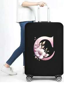 1 PC Letter Printed Suitcase Cover, Strong Elastic Suitcase Cover, Suitcase Protective Cover, Suitcase Dust Cover, Storage Suitcase Cover, Trolley Suitcase Cover Luggage Covers Suitcase Protective Cover For Holiday For Vacation  Travel Essentials Travel Accessories Bag For School School Accessories School Stuff