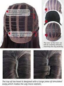 alicegarden 1 Synthetic Heat-Resistant .Long Natural Wave Hair, Center Split Wig,Medium Part,Brown 24 Inch ,Daily Natural, Smooth And Realistic Wig(Excluding Accessories) - Black Brown - View 8