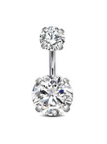 CIZME 1 件 14G 肚脐环不锈钢圆形方晶锆石肚脐杠铃耳钉身体穿孔，14G 肚脐环不锈钢圆形方晶锆石肚脐杠铃肚脐环女士 6/8/10/12 毫米 - Cubic Zirconia - 查看 24