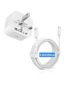 VHBW Compatible With IPhone Fast Charger With 200cm/6.6ft USB C To Lightning Charging Cable,20W USB C Wall Charger Block Compatible With IPhone 14/Plus/13/12/11/Pro Max/Mini/IPad - White - View 7