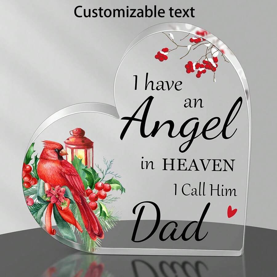 Customized Acrylic Ornament 1 Piece Loss Of Mom And Dad Memorial Gift Red Cardinal Christmas Decoration Bereavement Acrylic Gift Sign Memorial Mom And Dad In Heaven Table Centerpiece Gifts Birthday Graduation