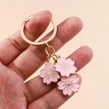 1pc Flower Charm Keychain Key Ring Bag Accessory Car Pendant Phone Ornament Valentines Key Chain Charms Car Accessories Women Cute Keychain - White - View 8
