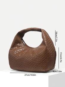 1 件复古简约休闲女式安哥拉绒豹纹波西米亚风钩编镂空海洋贝壳人造皮革单肩腋下法棍包，适合街头、约会、通勤 - 紫紅色 - 查看 6