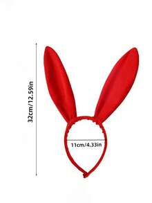 1pc New Game Party Photo Props Headpiece - Red Rabbit Ears Headband, Cute Bunny Girl Hair Hoop Decoration - Multicolor - View 5