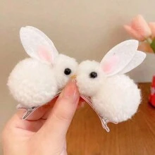 2 szt. Damskie śliczne pluszowe spinki do włosów z kreskówkowym królikiem do grzywki, ozdoby, akcesoria do włosów, spinki do włosów