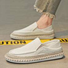 Spring Casual Lightweight Solid Color Loafers For Men, Comfortable And Breathable, Skin-Friendly Soft, Anti-Slip, Wear-Resistant, Suitable For Daily Sports - Beige - View 6