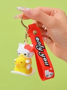 1pc  Cartoon Cute Kitty  Creative Action Figure Pendant, Unisex Keychain For Car/Backpack Decoration, Gift For Couples - Multicolor - View 3