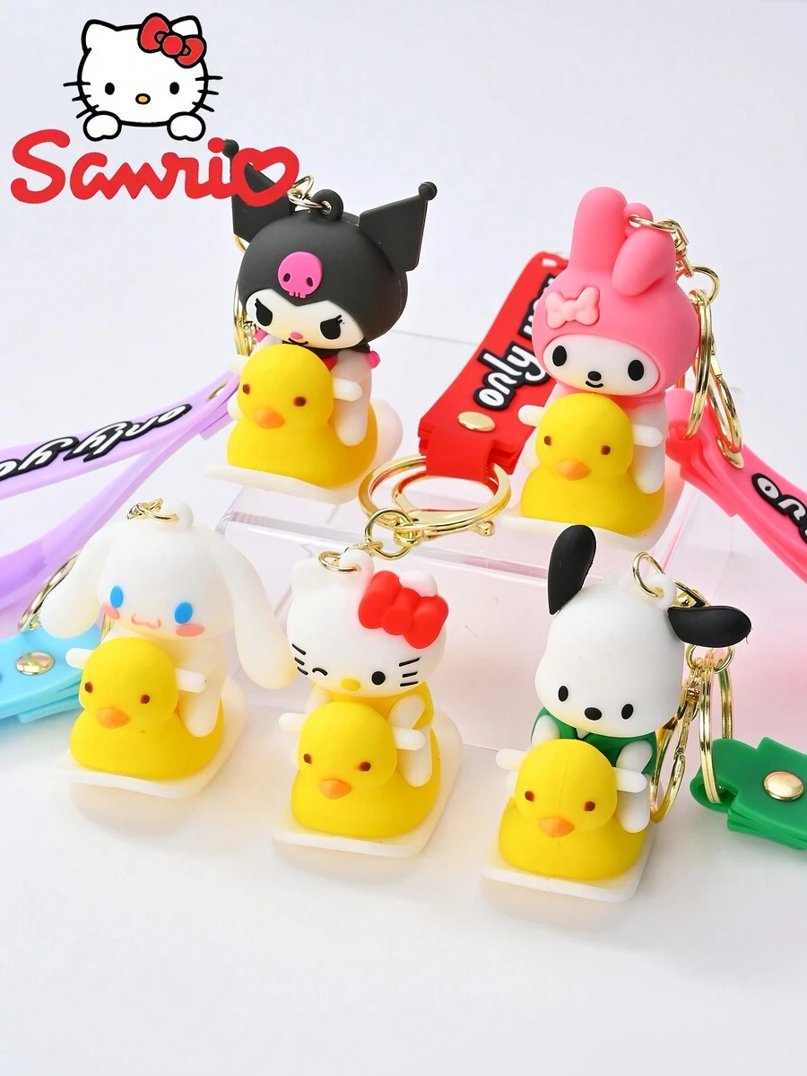 1pc  Cartoon Cute Kitty  Creative Action Figure Pendant, Unisex Keychain For Car/Backpack Decoration, Gift For Couples - Multicolor - View 1