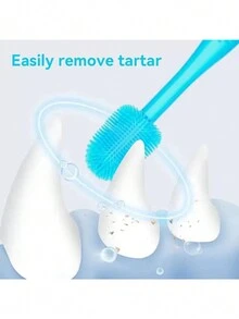 1入組隨機色彩的矽膠寵物牙刷,可360度清潔狗和貓的牙齒工具 - 彩色 - 查看 7