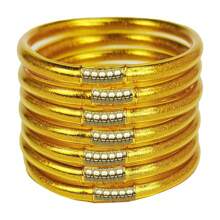 7 件套时尚防水沙滩派对手镯女士闪亮柔软硅胶手链 - 彩色 - 查看 10