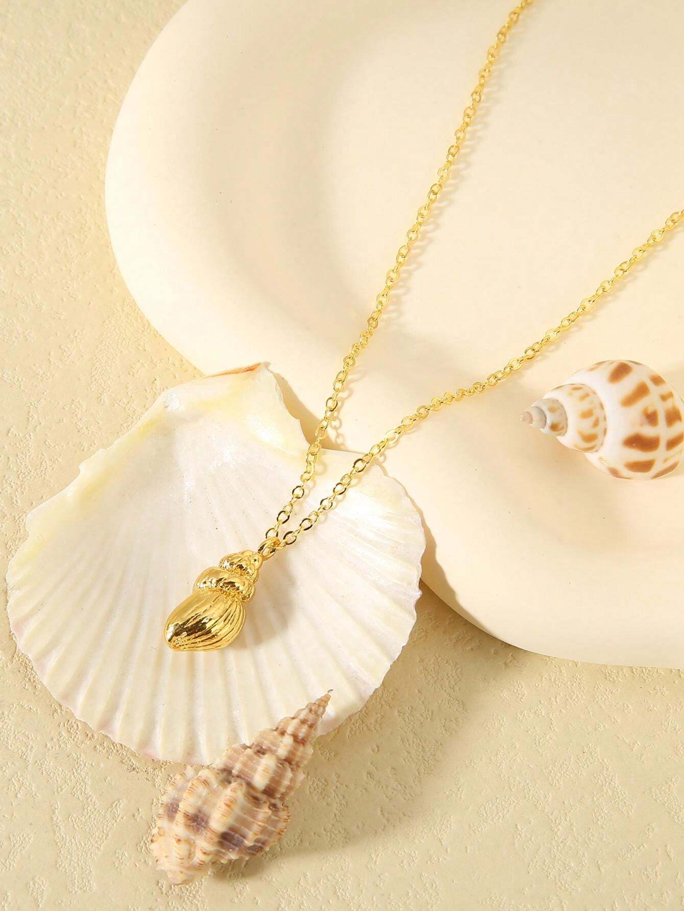 1pc Popular Women's Fashionable Summer Seashell Pendant Necklace