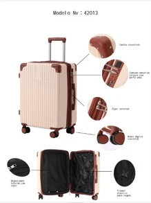 Conjunto de Mala de Viagem América:  2 Malas de Bordo + Frasqueira | Cadeado Numérico | Rodinhas 360° | Zíper Extensor e Antifurto | Padrão ANAC | - Roxo - Visão 3