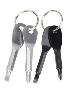 2pcs Portable Keychain Screwdriver Set, Mini Pocket Keychain Cross-Slot Screwdriver With Keyring, EDC Outdoor Travel Multi-Functional Repair Kit Camping Stuff - Multicolor - View 2