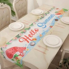 Summer Party Table Runner, Disposable Tablecloth And Decorative Cloth Set, 1pc - Multicolor - View 2