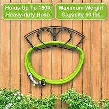 Hose Holder Wall Mount, Heavy Duty Garden Hose Holder, Solid Metal Hose Hanger Holds Up To 150ft, Decorative Water Hose Holder For Outside Yard, Garden Hose Storage Hose Reel, Black - Black - View 2