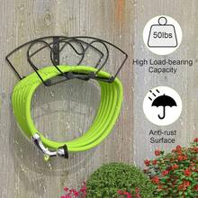 Hose Holder Wall Mount, Heavy Duty Garden Hose Holder, Solid Metal Hose Hanger Holds Up To 150ft, Decorative Water Hose Holder For Outside Yard, Garden Hose Storage Hose Reel, Black - Black - View 4